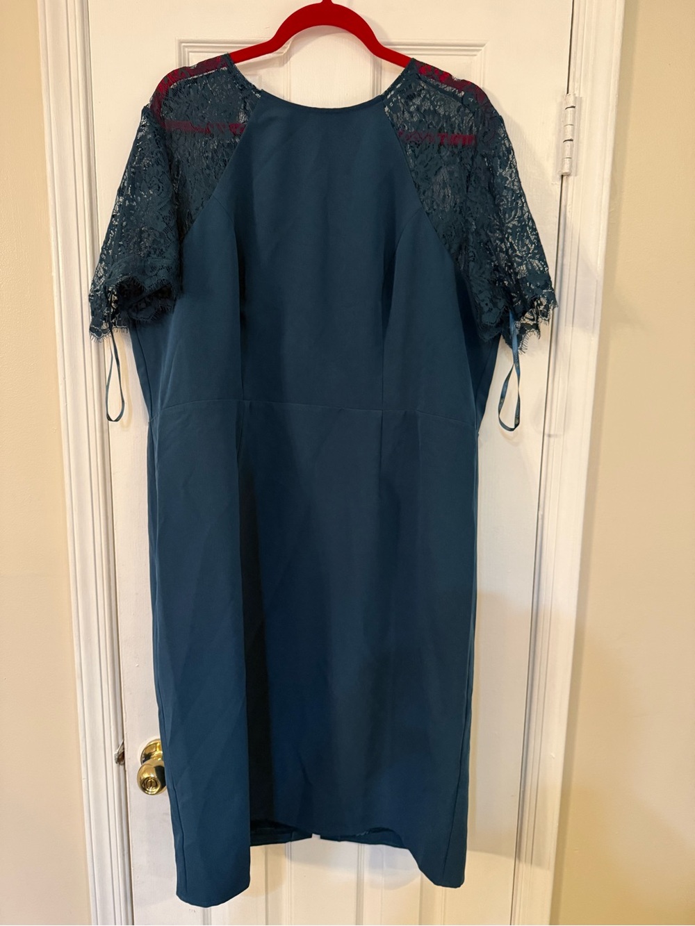Chi Chi London Teal Midi Dress with Lace Sleeves